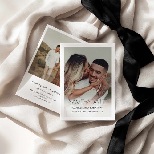 Minimal Black White Photo Wedding Save the Date