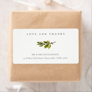 Minimal Black & White Pine Branch Foliage Address Label