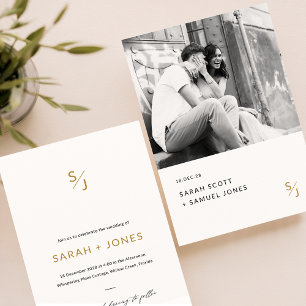 Minimal Black & White Romantic Photo Wedding Invitation