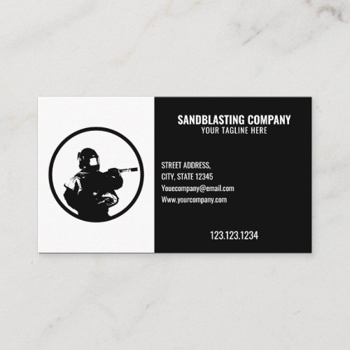 Minimal Black  White Sandblasting Business Card