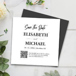 Minimal Black White Save The Date QR Code Wedding Magnetic Invitation