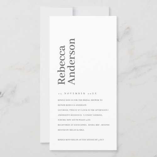 MINIMAL BLACK  WHITE SCANDI BRIDAL SHOWER INVITE