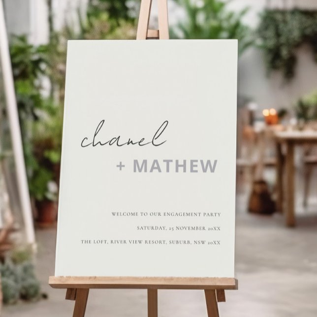 Minimal Black White Script Engagement Welcome Foam Board (Creator Uploaded)