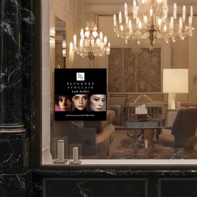 Minimal Black White Script Lash Photo Logo Window Cling (Creator Uploaded)