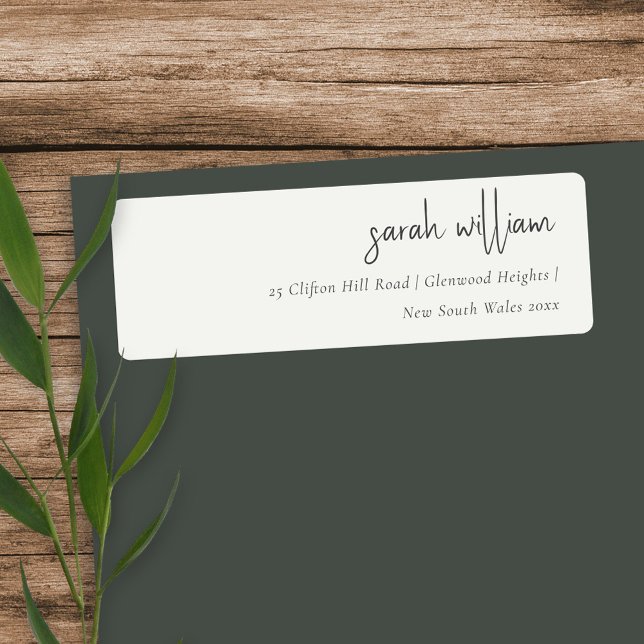 Minimal Black White Script Typography Address Label (Creator Uploaded)