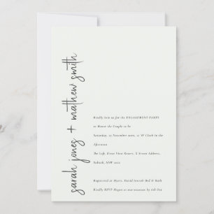 Minimal Black White Script Typography Engagement Invitation