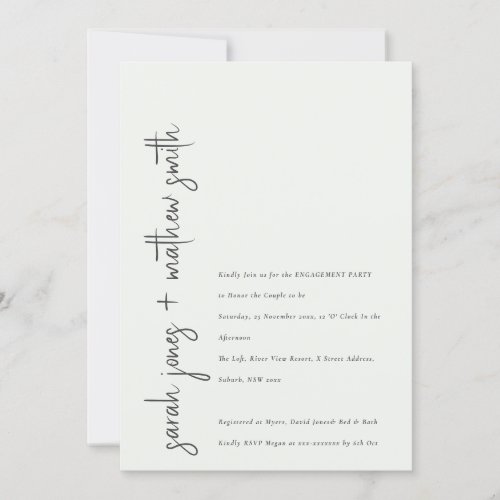 Minimal Black White Script Typography Engagement Invitation