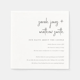 Minimal Black & White Script Typography Fun Facts Napkins