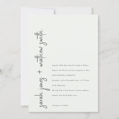 Minimal Black White Script Typography Vow Renewal Invitation