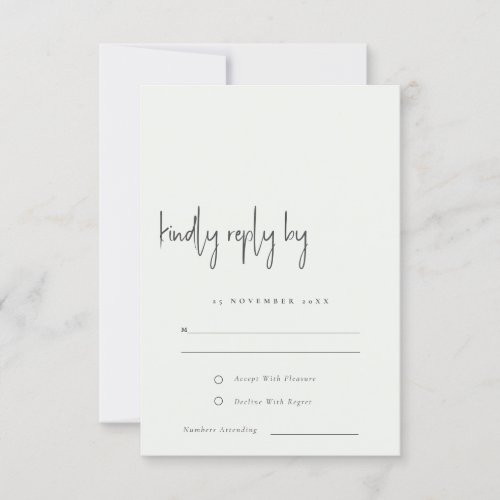 Minimal Black White Script Typography Wedding Rsvp