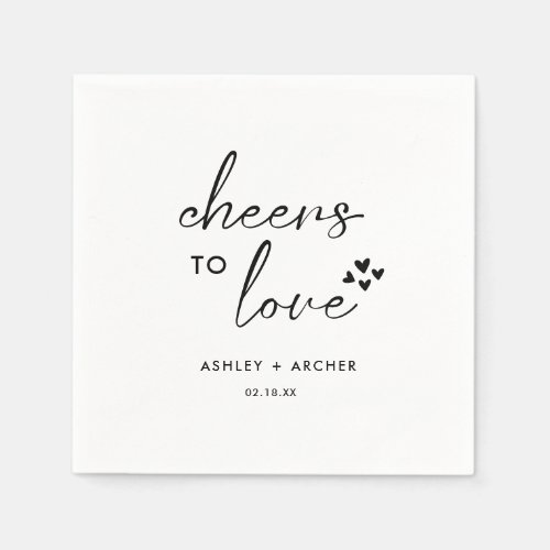  Minimal Black White Script Wedding Cheers to Love Napkins