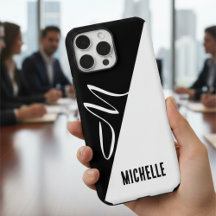 Minimal Black White Split Monogram Custom Name