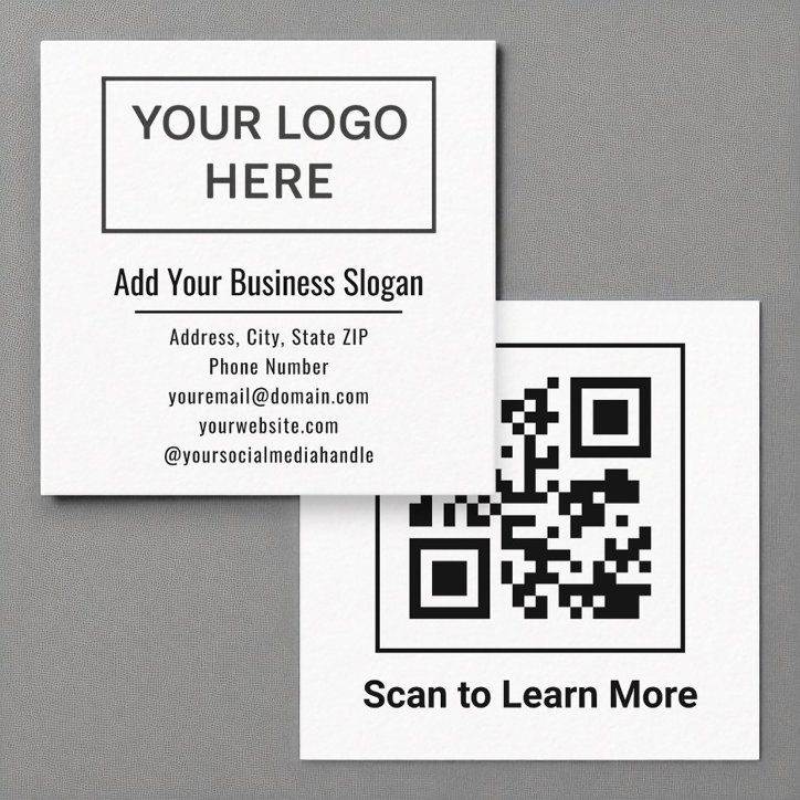 Minimal Black White Square QR Code Social Media Square Business Card