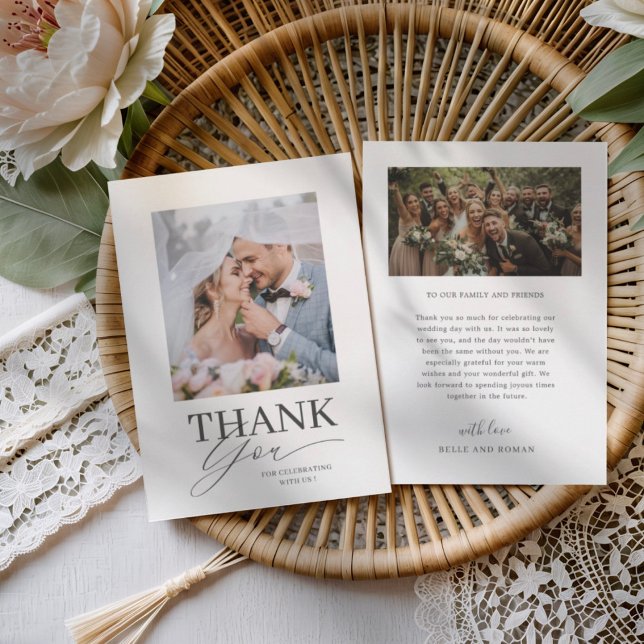 Minimal Black & White Thank You Wedding  Card (Creator Uploaded)