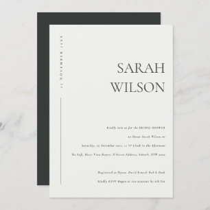 MINIMAL BLACK & WHITE TYPOGRAPHY BRIDAL SHOWER INVITATION