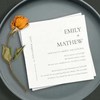 MINIMAL BLACK & WHITE TYPOGRAPHY FUN FACTS NAPKINS