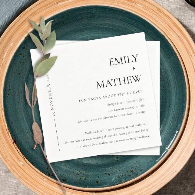 Minimal Black & White Typography Fun Facts Napkins (Creator Uploaded)