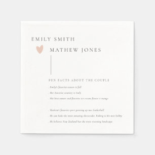 Minimal Black White Typography Pink Heart Fun Fact Napkins