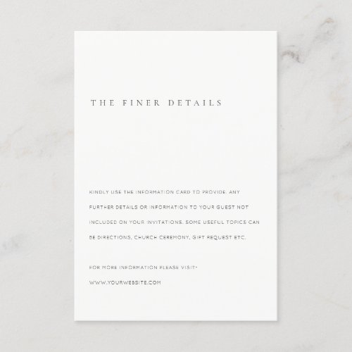 Minimal Black & White Typography Wedding Details