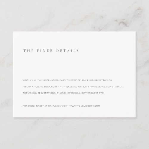 Minimal Black  White Typography Wedding Details Enclosure Card