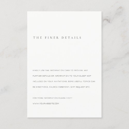 Minimal Black  White Typography Wedding Details Enclosure Card