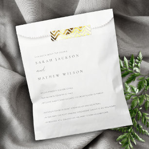 Minimal Black & White Typography Wedding Fun Facts Favor Bag