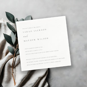 Minimal Black & White Typography Wedding Fun Facts Napkins
