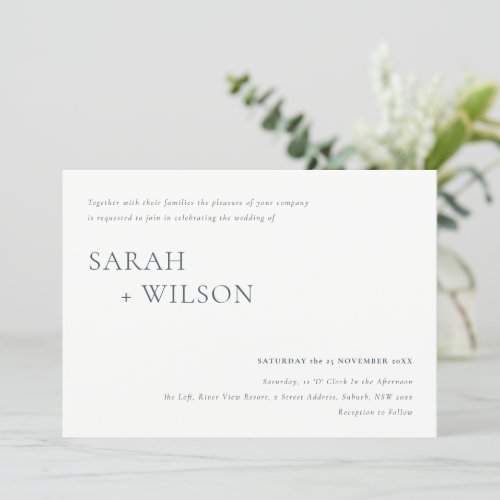 Minimal Black  White Typography Wedding Invite