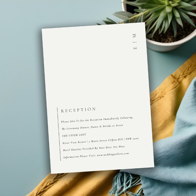 Minimal Black White Typography Wedding Reception Enclosure Card (Creator Uploaded)