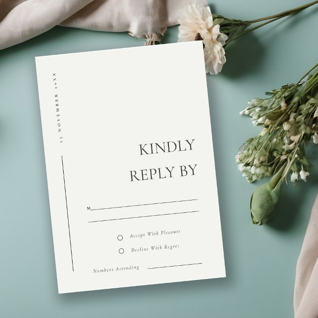 MINIMAL BLACK WHITE TYPOGRAPHY WEDDING RSVP (Creator Uploaded)