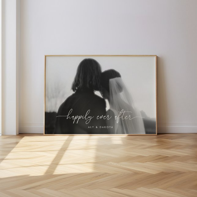 Minimal Black White Wedding Anniversary Photo Poster (Creator Uploaded)