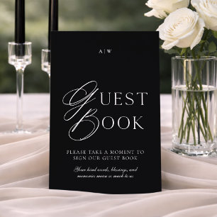 Minimal Black & White Wedding Guest Book Sign Invitation