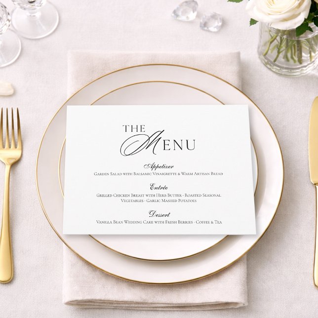 Minimal Black & White Wedding Menu card (Creator Uploaded)