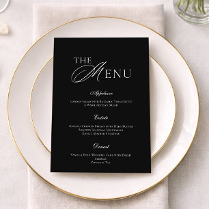 Minimal Black & White Wedding Menu Card