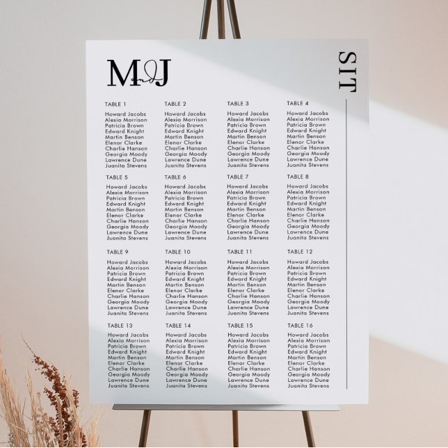 Minimal Black White Wedding Seating Chart MADDY (Creator Uploaded)