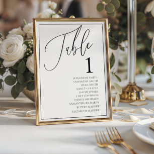 Minimal Black & White Wedding Table Number