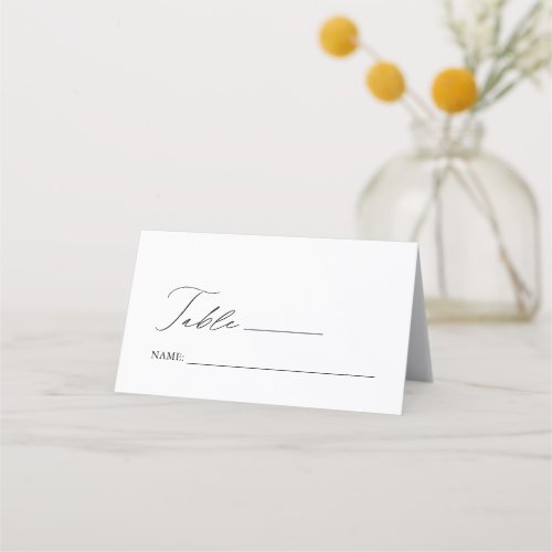 Minimal Black  White Wedding Table Number Place Card
