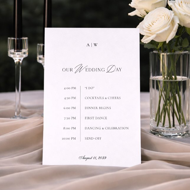 Minimal Black & White Wedding Timeline Card (Creator Uploaded)