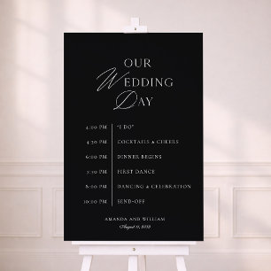 Minimal Black & White Wedding Timeline Sign