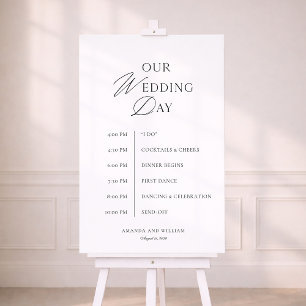 Minimal Black & White Wedding Timeline Sign