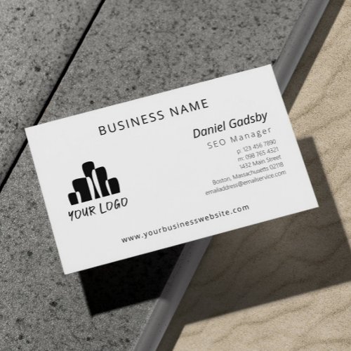 Minimal Black White Your Logo One Sided Business Card