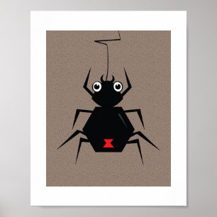 Minimal Black Widow Spider   Kids Poster Print