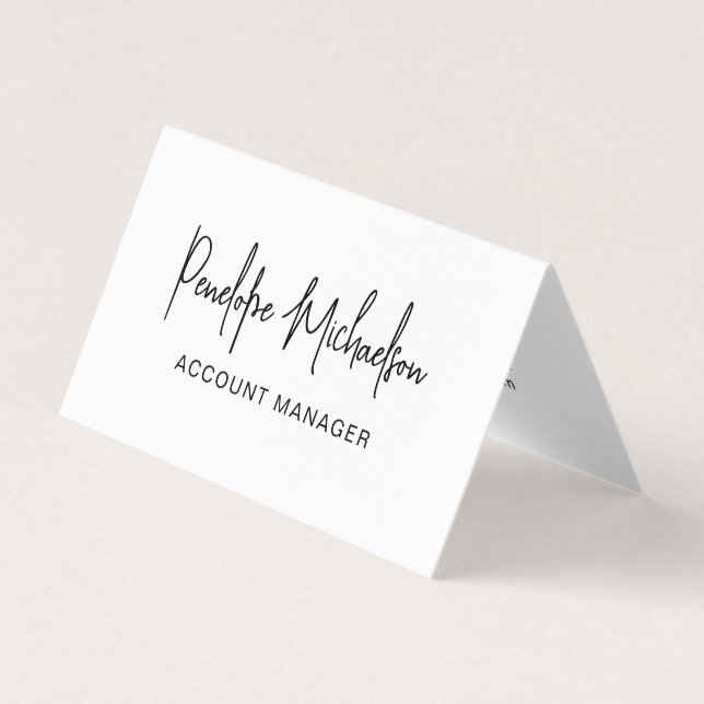 Minimal Black with Modern Lettering and QR Code Business Card (Front)