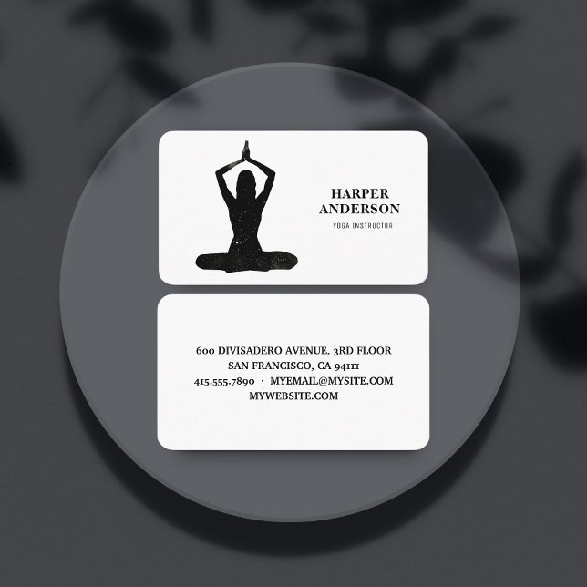 Minimal Black Yoga Instructor Professional Logo  Business Card (Creator Uploaded)