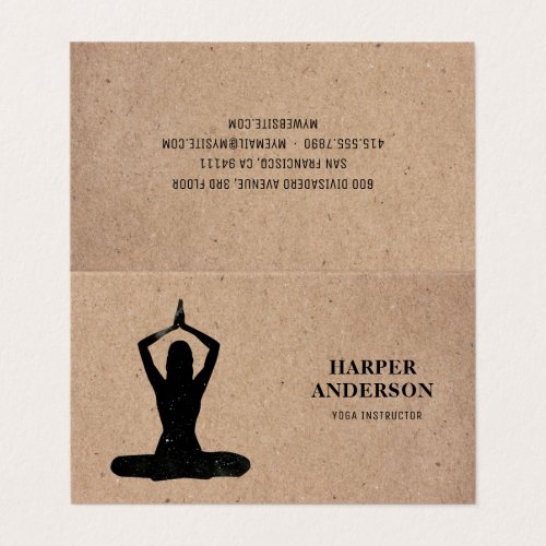 Minimal Black Yoga Instructor Professional Logo  Business Card