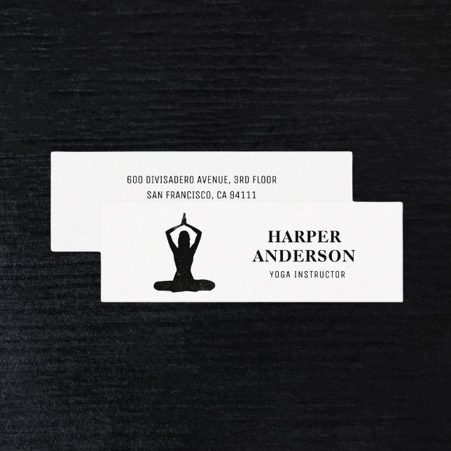 Minimal Black Yoga Instructor Professional Logo  Mini Business Card (Creator Uploaded)