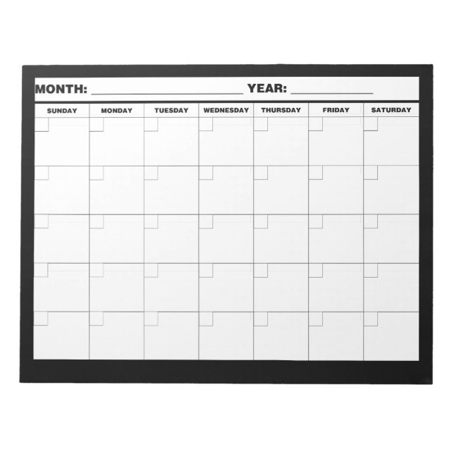 Minimal Blank Calendar Notepad (Front)