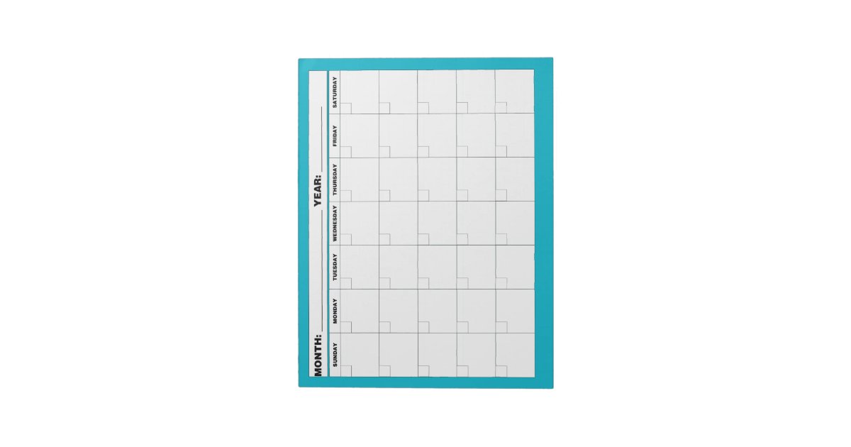 Minimal Blank Calendar Notepad | Zazzle