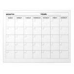 Minimal Blank Calendar Notepad at Zazzle