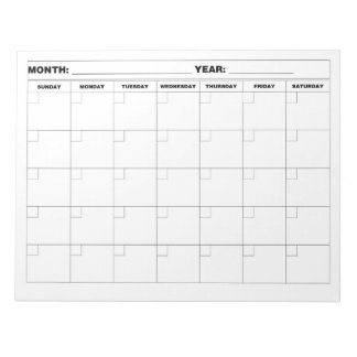 Minimal Blank Calendar Notepad